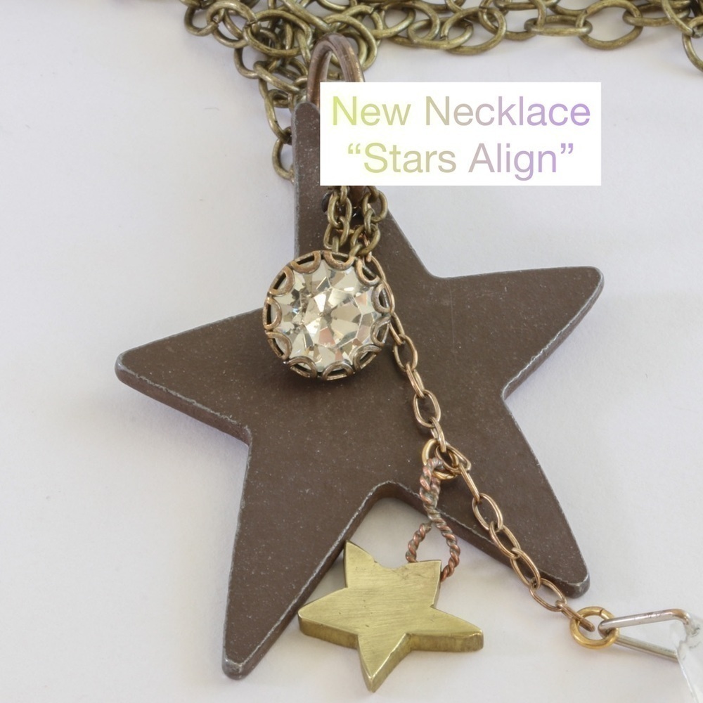 Handmade Bronze Star Statement Necklace | Brass Star Accent | Adjustable 31” - Picture 1 of 7